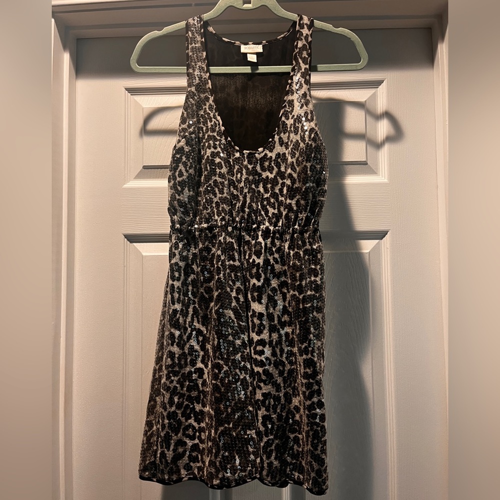 Rodarte Black and Gray Animal Print Mini Dress